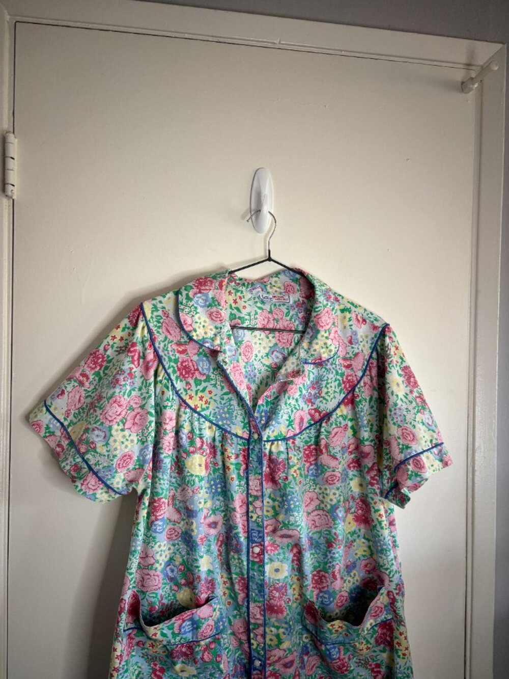 Vintage 1982 Artistic Fantasy Cottagecore Grannycore Collared House Dress - Picture 3 of 8